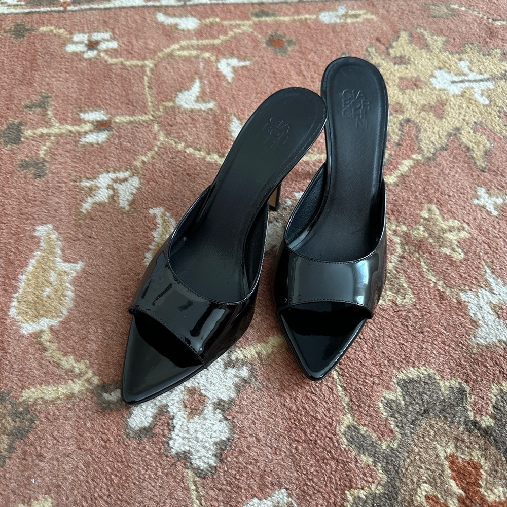 Gia Borghini Black Heeled Mules